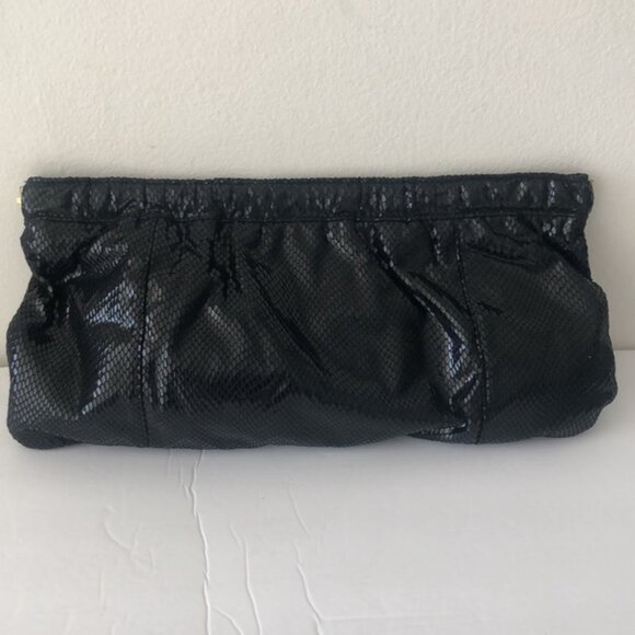 Old Navy Polished Black Snake Evening Clutch Black - Picture 2 of 8